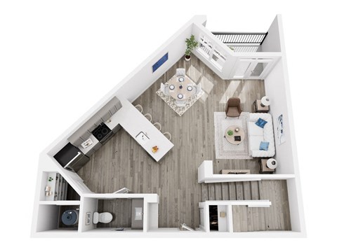 Floor plan for 1 bed, 1 bath, 1065 sqft